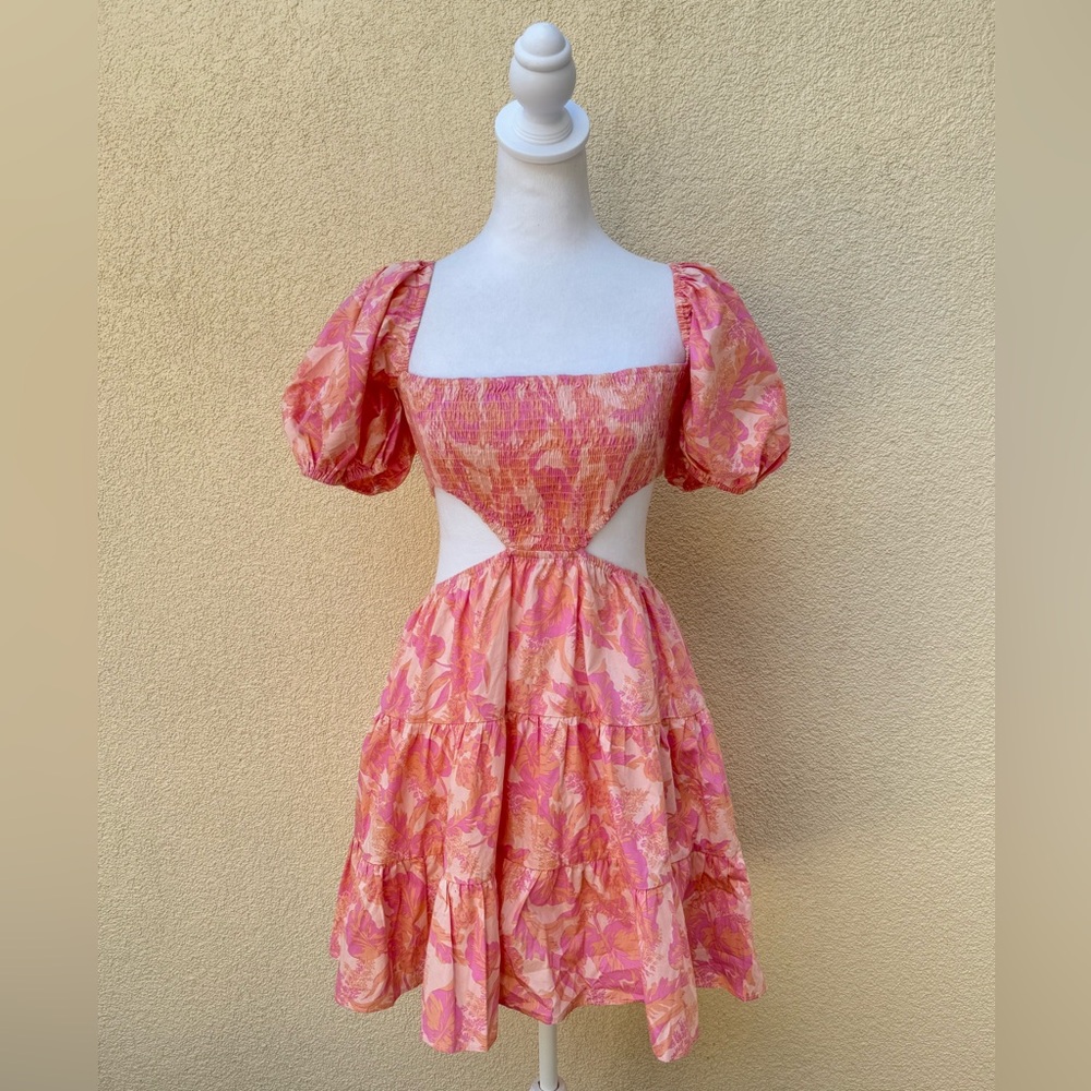 Mason Baker floral short sleeve cotton mini dress